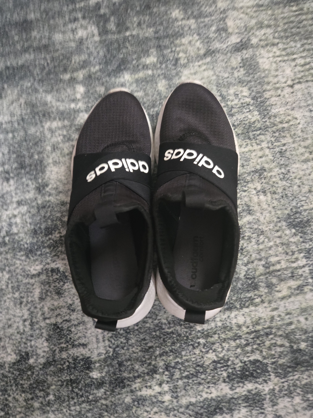 Adidas Black Slip-On Sneakers with White Soles